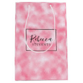 Aardbei en crème Faux Glitter Monogram Medium Cadeauzakje (Voorkant)