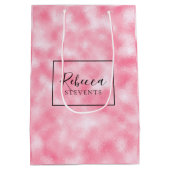 Aardbei en crème Faux Glitter Monogram Medium Cadeauzakje (Achterkant)