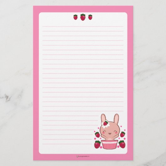 Aardbei en crème Truffle Bunny Briefpapier (Voorkant)