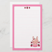 Aardbei en crème Truffle Bunny Briefpapier (Voorkant / Achterkant)
