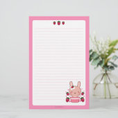 Aardbei en crème Truffle Bunny Briefpapier (Staand voorkant)