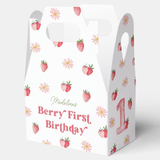 Aardbei en Daisy Berry eerste verjaardag Bedankdoosjes (Geopend)
