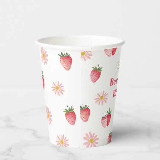 Aardbei en Daisy Berry eerste verjaardag zomer Papieren Bekers (Rechts)