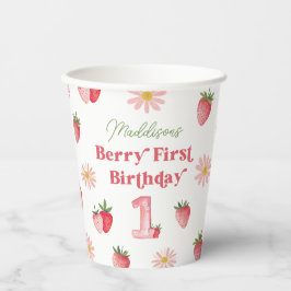 Aardbei en Daisy Berry eerste verjaardag zomer Papieren Bekers