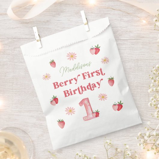 Aardbei en Daisy Berry eerste verjaardagsfeestje Bedankzakje