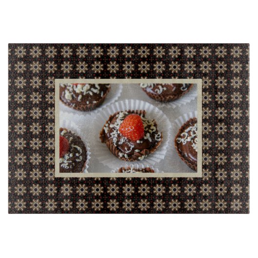 Aardbei en Donkere chocolade-dessert Snijplank (Voorkant)
