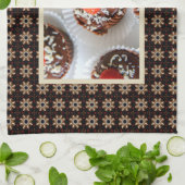 Aardbei en Donkere chocolade-dessert Theedoek (Gevouwen)