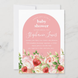 Aardbei en Flowers Girl Baby shower Invitation Kaart
