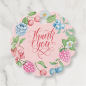 Aardbei en frambozen verjaardag Blush Roze Bedankjes Labels (Voorkant)