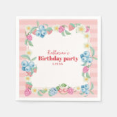 Aardbei en frambozen verjaardag Blush Roze Servet (Voorkant)