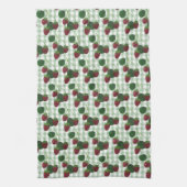 Aardbei en Gingham keukenhanddoek (Verticaal)