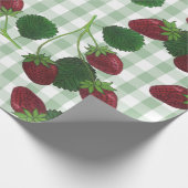 Aardbei- en gingham-pakpapier cadeaupapier (Hoek)