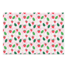 Aardbei en Gingham Roze & Groen Inpakpapier