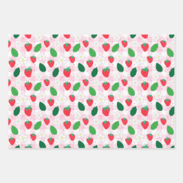 Aardbei en Gingham Roze & Groen Inpakpapier