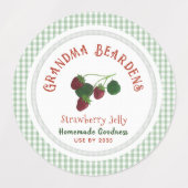 Aardbei en Gingham Voedseletiketten Labels (Design 2)