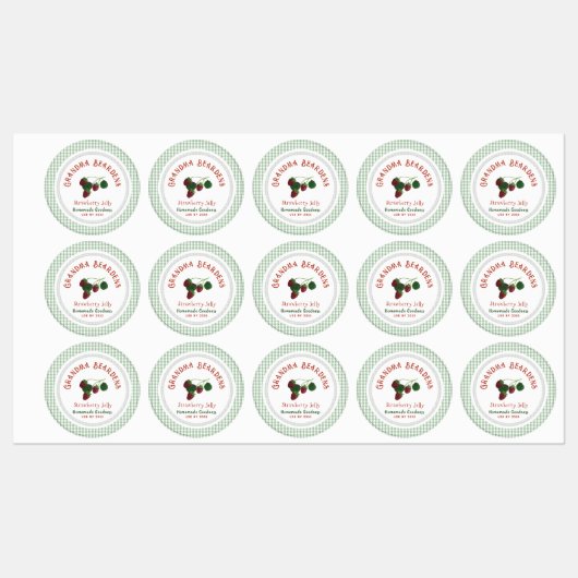 Aardbei en Gingham Voedseletiketten Labels (Vel)