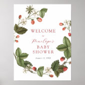 Aardbei en Greenery Baby shower Welkomstteken Poster (Voorkant)