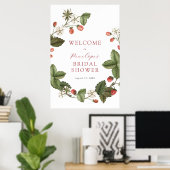 Aardbei en Greenery Vrijgezellenfeest Welkomstteke Poster (Thuiskantoor)