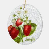 Aardbei en Kant Keramisch Ornament (Links)