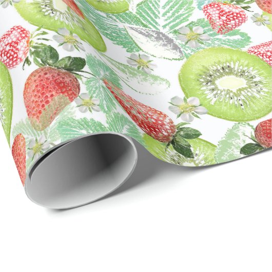 aardbei en kiwi cadeaupapier (Rol Hoek)