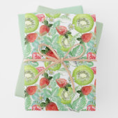 Aardbei en kiwi inpakpapier vel (In situ)