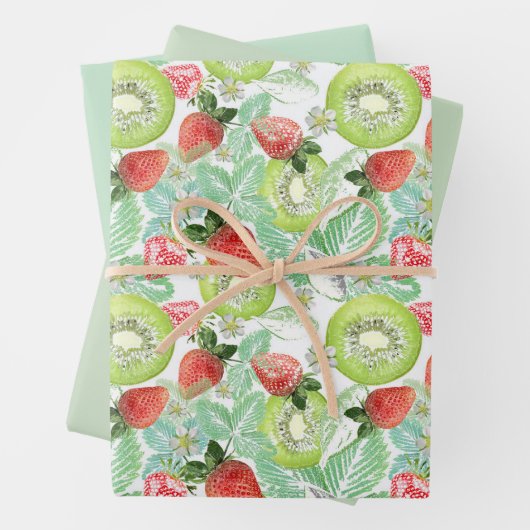 Aardbei en kiwi inpakpapier vel (In situ)