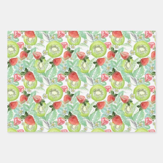 Aardbei en kiwi inpakpapier vel (Voorkant)