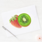 aardbei en kiwi ovale sticker (Envelop)