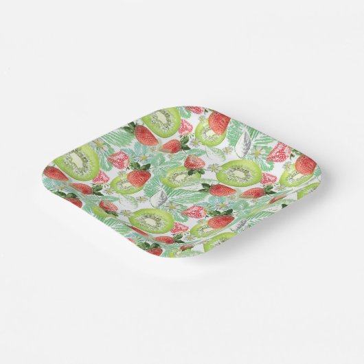 Aardbei en kiwi papieren bordje (Gebogen)