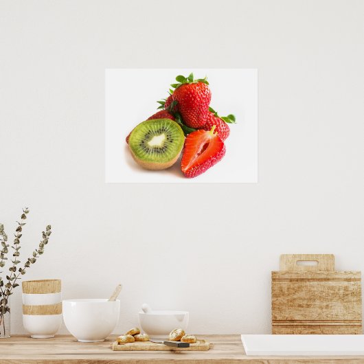 aardbei en kiwi poster (Keuken)