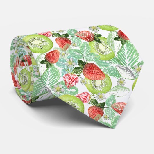 Aardbei en kiwi stropdas (Opgerold)