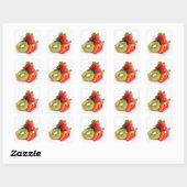 aardbei en kiwi vierkante sticker (Vel)