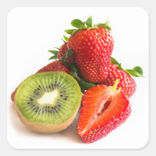 Aardbei en kiwi vierkante sticker