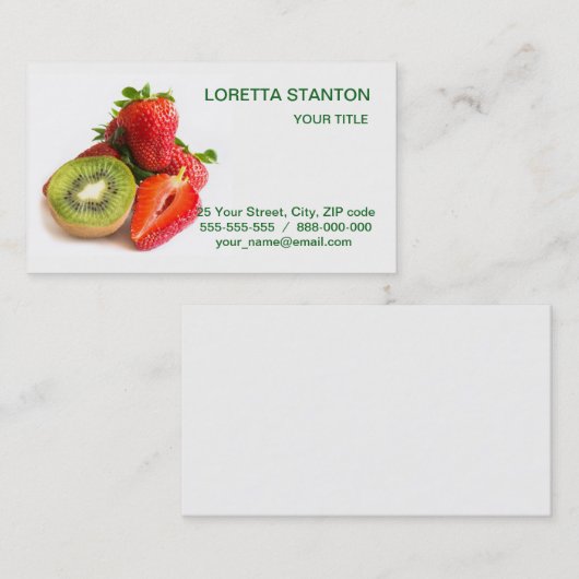 aardbei en kiwi visitekaartje (Voorkant / Achterkant)
