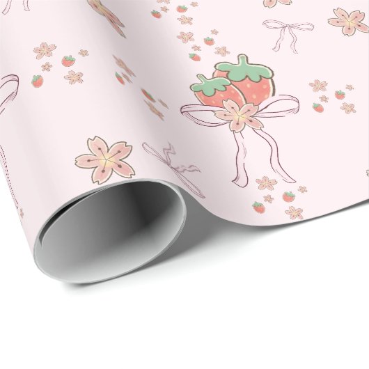 Aardbei en lint cadeaupapier (Rol Hoek)