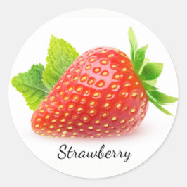 Aardbei en munt ronde sticker