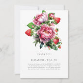 Aardbei en Peonies Summer Wedding Bedankkaart (Voorkant)