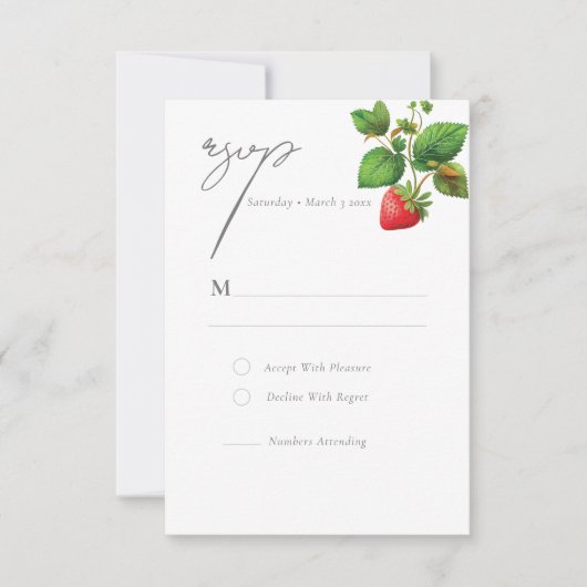 Aardbei en Peonies Summer Wedding RSVP Kaartje (Voorkant)