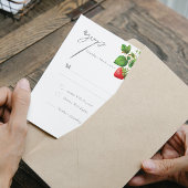 Aardbei en Peonies Summer Wedding RSVP Kaartje