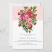 Aardbei en Peonies Zomer elk jaar Jubileum Kaart (Voorkant)