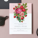 Aardbei en Peonies Zomer elk jaar Jubileum Kaart<br><div class="desc">Elegant Aardbei en Peonies Summer Wedding design. Prachtig en eenvoudig ontwerp perfect voor het lente- en zomerhuwelijk. Overeenkomende producten zijn te vinden in het Collectie van het aardbeienhuwelijk.</div>