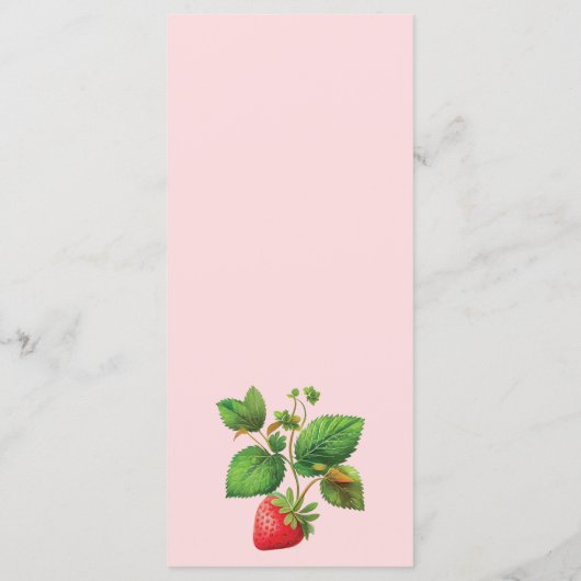 Aardbei en pioenrozen Zomer Bruiloft Menu (Achterkant)