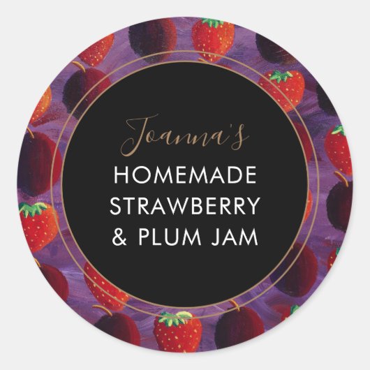 Aardbei en Plum Jam Label (Voorkant)