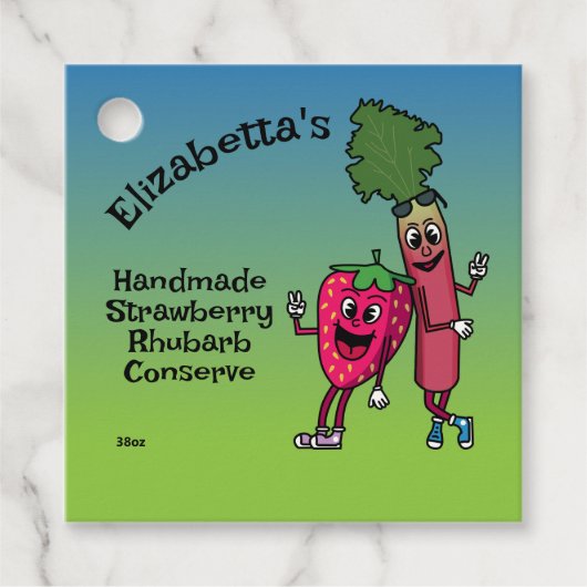 Aardbei en rabarber Pals Jam Pie Cobbler Bedankjes Labels (Voorkant)