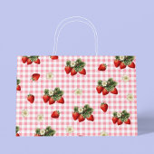 Aardbei en rode gingham schattig groot cadeauzakje