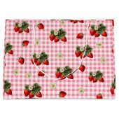 Aardbei en rode gingham schattig groot cadeauzakje (Voorkant)