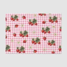 Aardbei en rode gingham schattig tissue papier