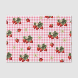 Aardbei en rode gingham schattig tissue papier