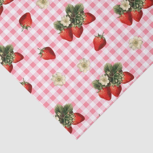 Aardbei en rode gingham schattig tissue papier (Detail)