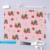 Aardbei en rode gingham schattig tissue papier (Craft)